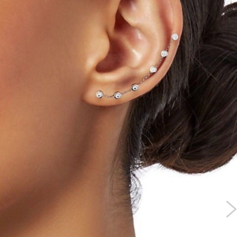 Adriana Orsini CZ Ear Crawler Earrings Silver New